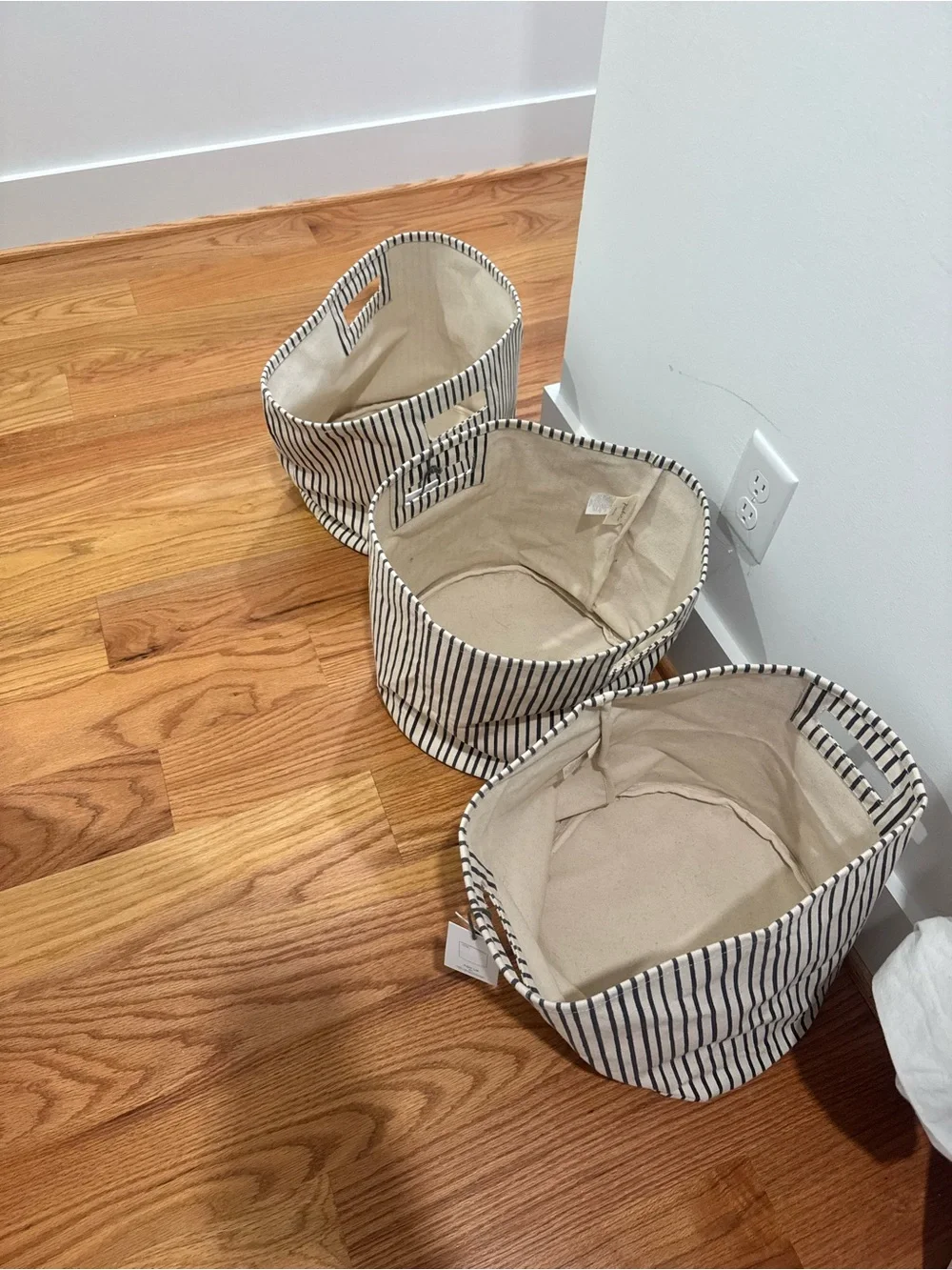 Tidy Up Canvas Storage Bin - Neutral Striped Design